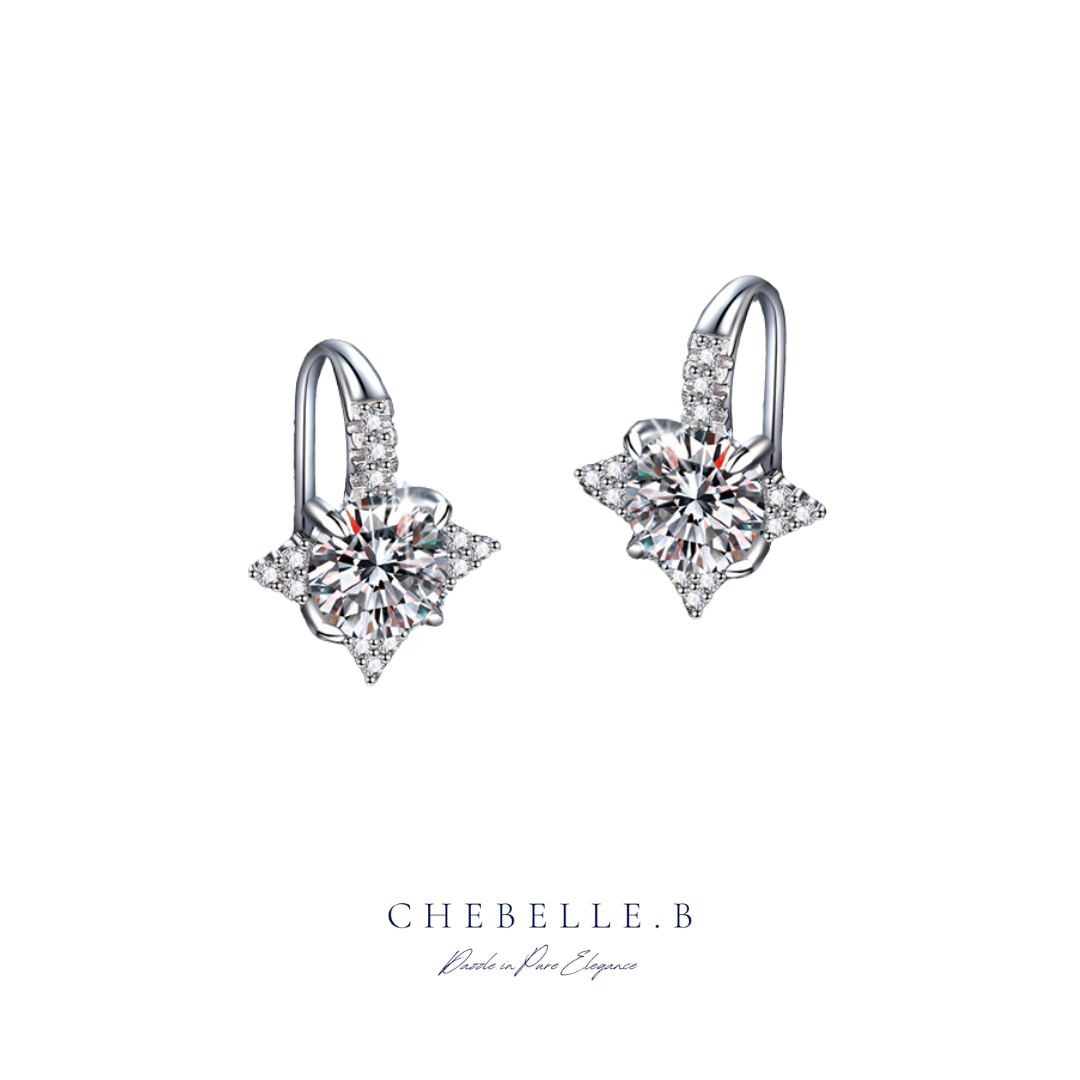 S925 Sterling Silver Radiant Star 1-Carat Moissanite Stud Earrings