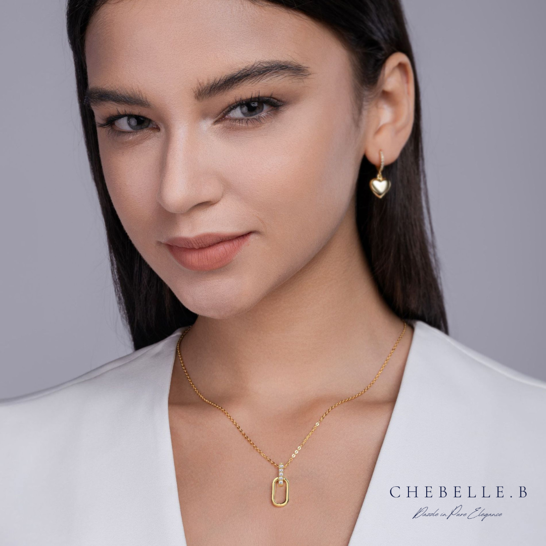 S925 Sterling Silver 18K Gold Plated Geometric Moissanite Pendant Necklace