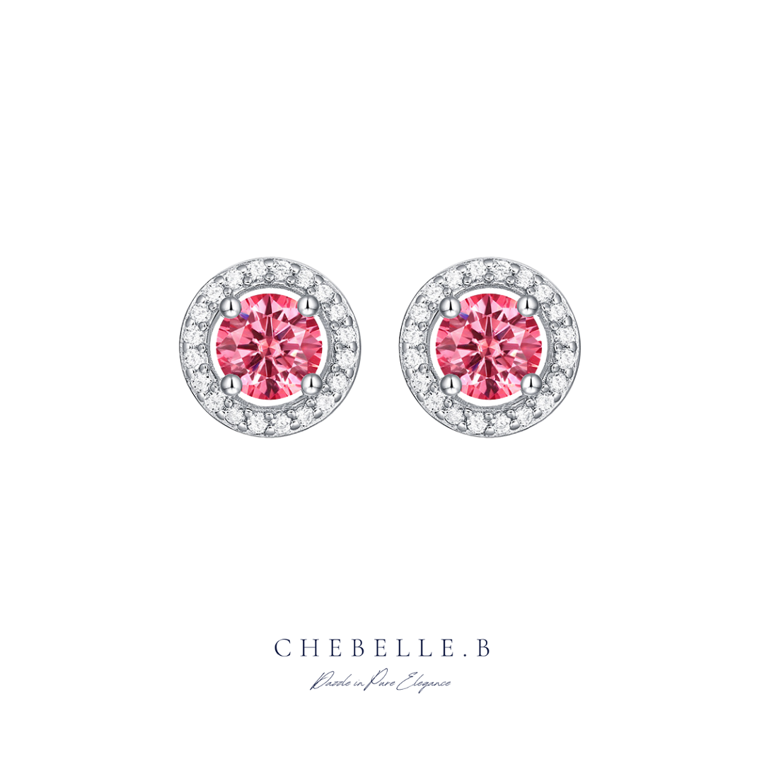 S925 Sterling Silver 0.5-Carat Pink Starburst Moissanite Stud Earrings