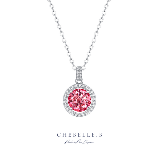 S925 Sterling Silver 3-Carat Pink Moissanite Starlight Pendant Necklace