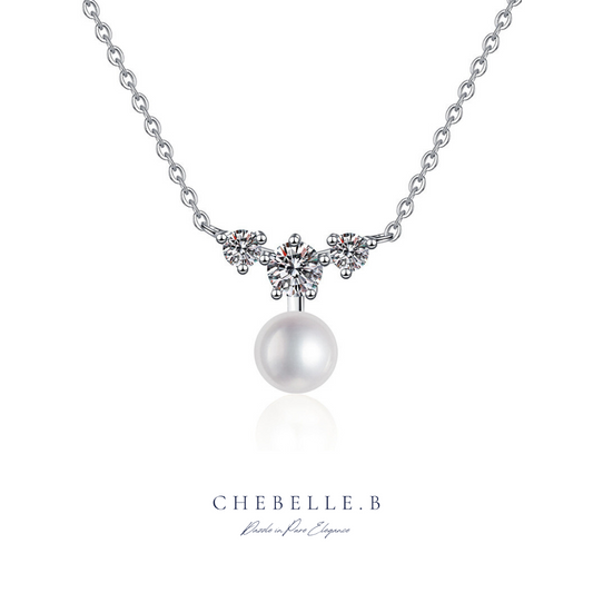 S925 Sterling Silver Freshwater Pearl 0.9-Carat Moissanite Necklace
