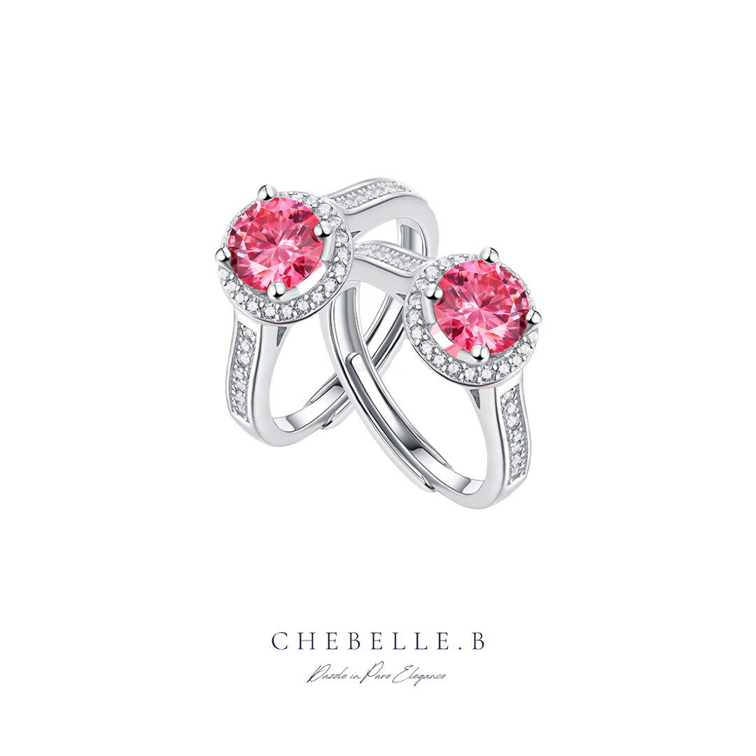 925 Silver Pink Moissanite Love Story Jewelry Set