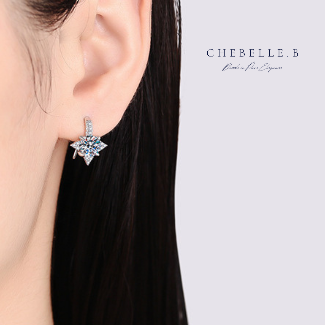 S925 Sterling Silver Radiant Star 1-Carat Moissanite Stud Earrings
