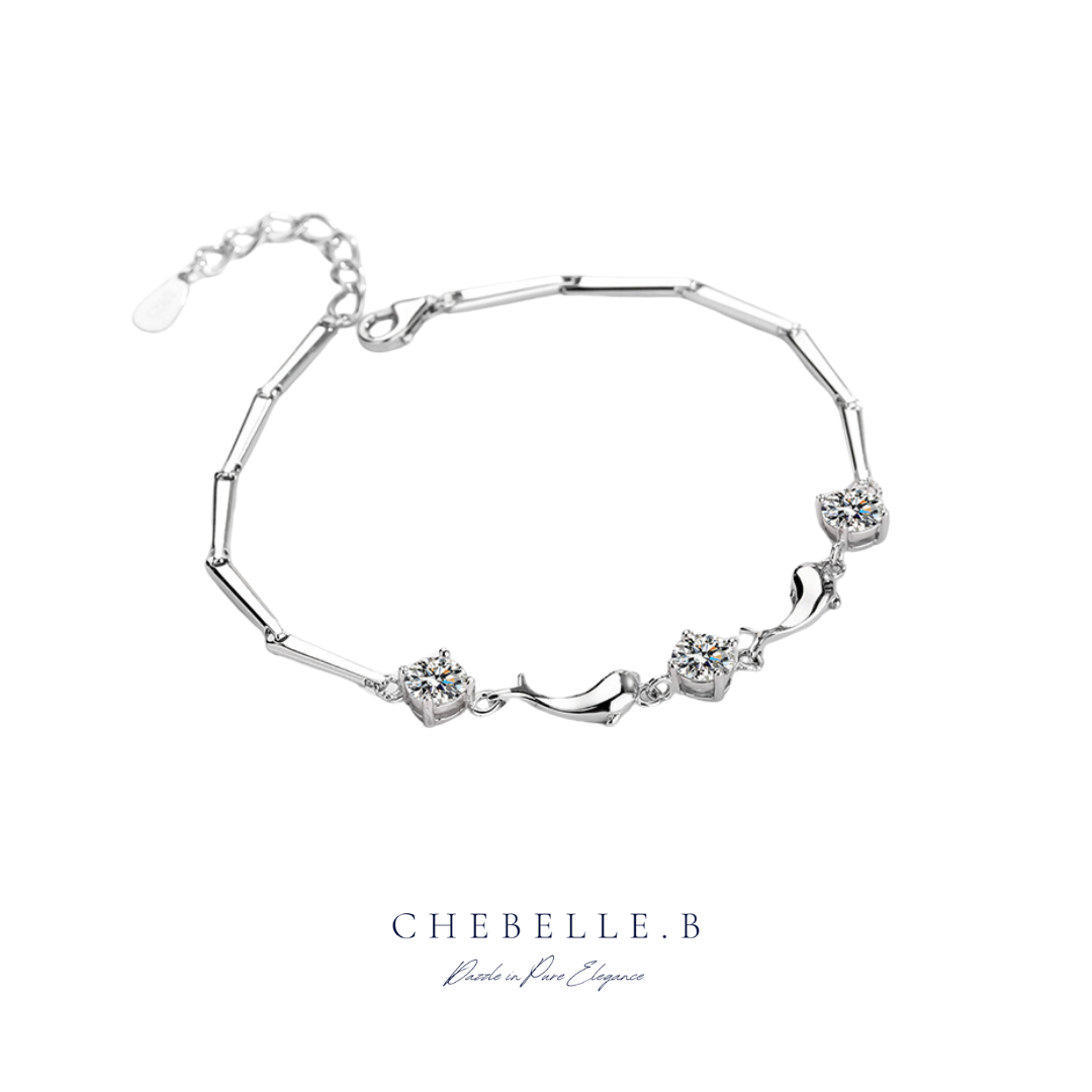 S925 Sterling Silver Starlight Dolphin 0.5-Carat Moissanite Bracelet