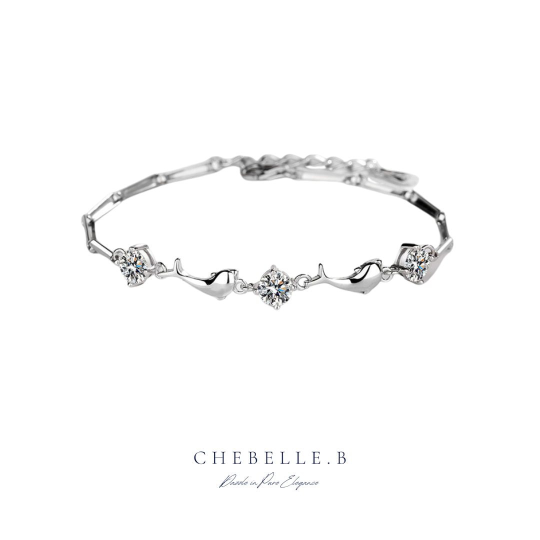 S925 Sterling Silver Starlight Dolphin 0.5-Carat Moissanite Bracelet