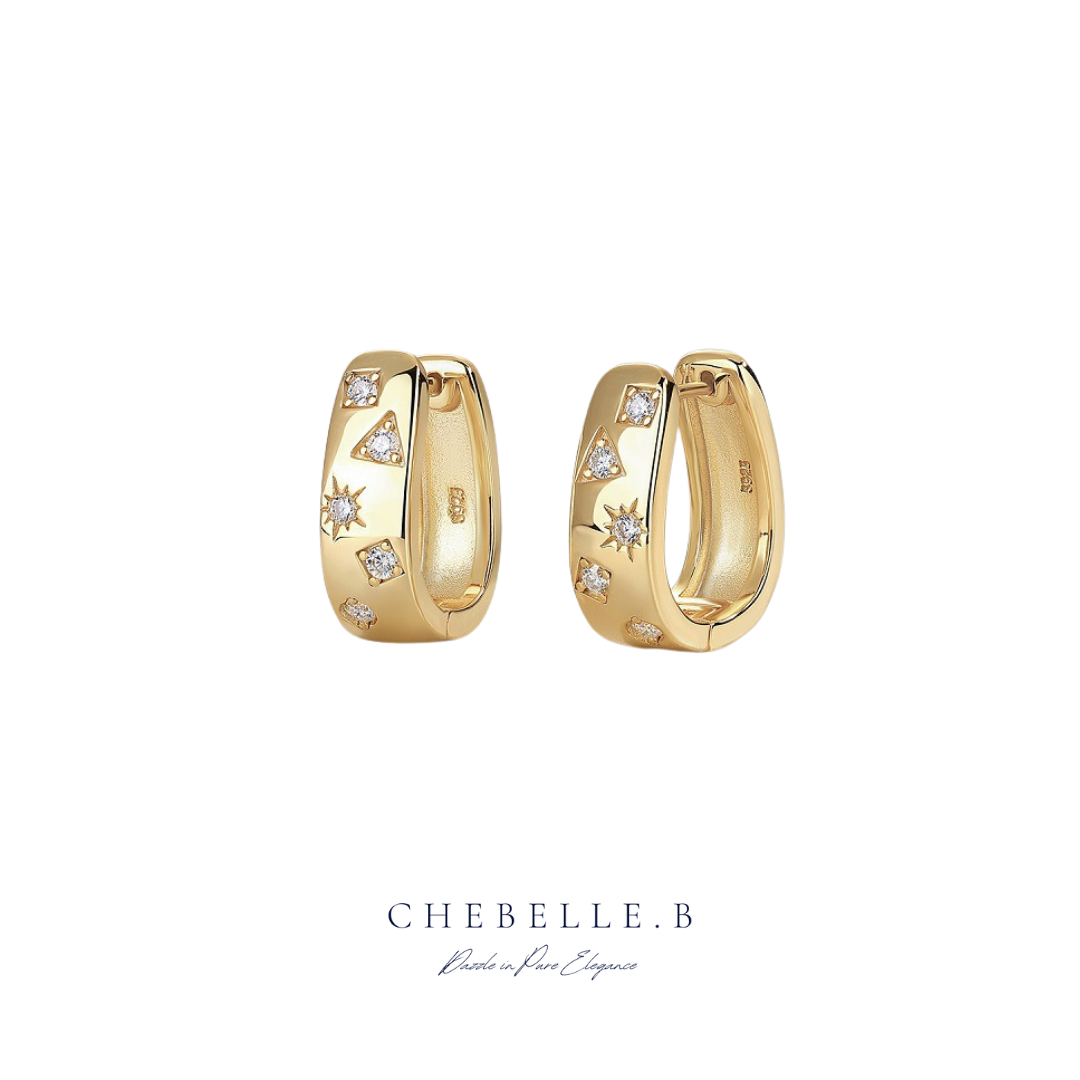 18K Gold Plated S925 Sterling Silver U-Shaped Moissanite Hoop Earrings