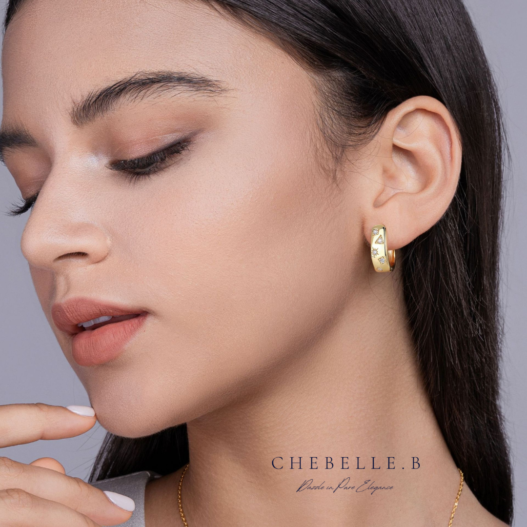 18K Gold Plated S925 Sterling Silver U-Shaped Moissanite Hoop Earrings