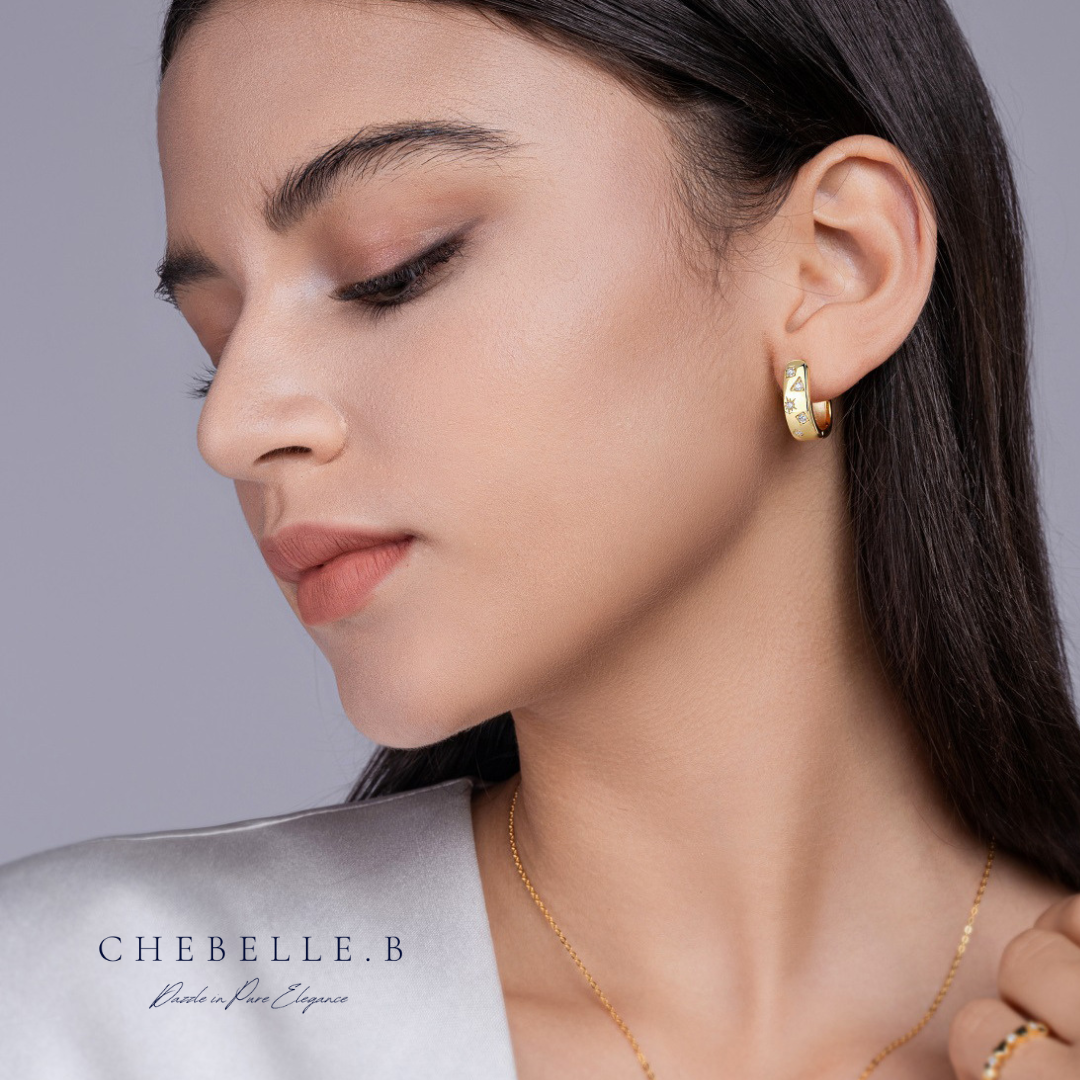 18K Gold Plated S925 Sterling Silver U-Shaped Moissanite Hoop Earrings