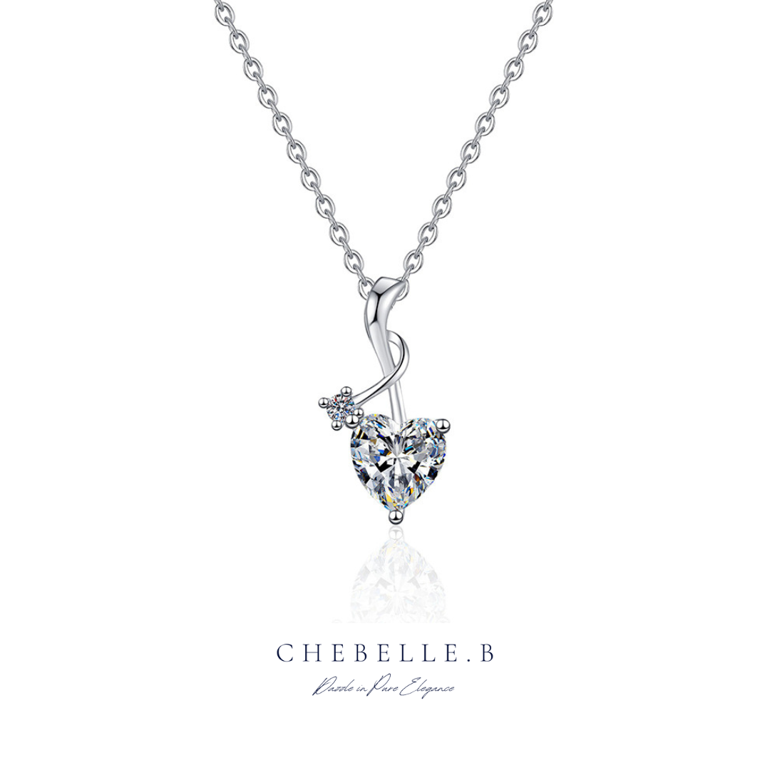 S925 Sterling Silver Eternal Love 1-Carat Moissanite Heart Pendant Necklace