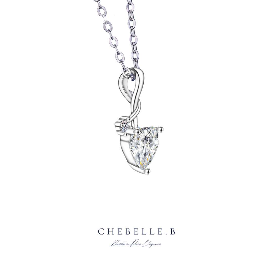 S925 Sterling Silver Eternal Love 1-Carat Moissanite Heart Pendant Necklace