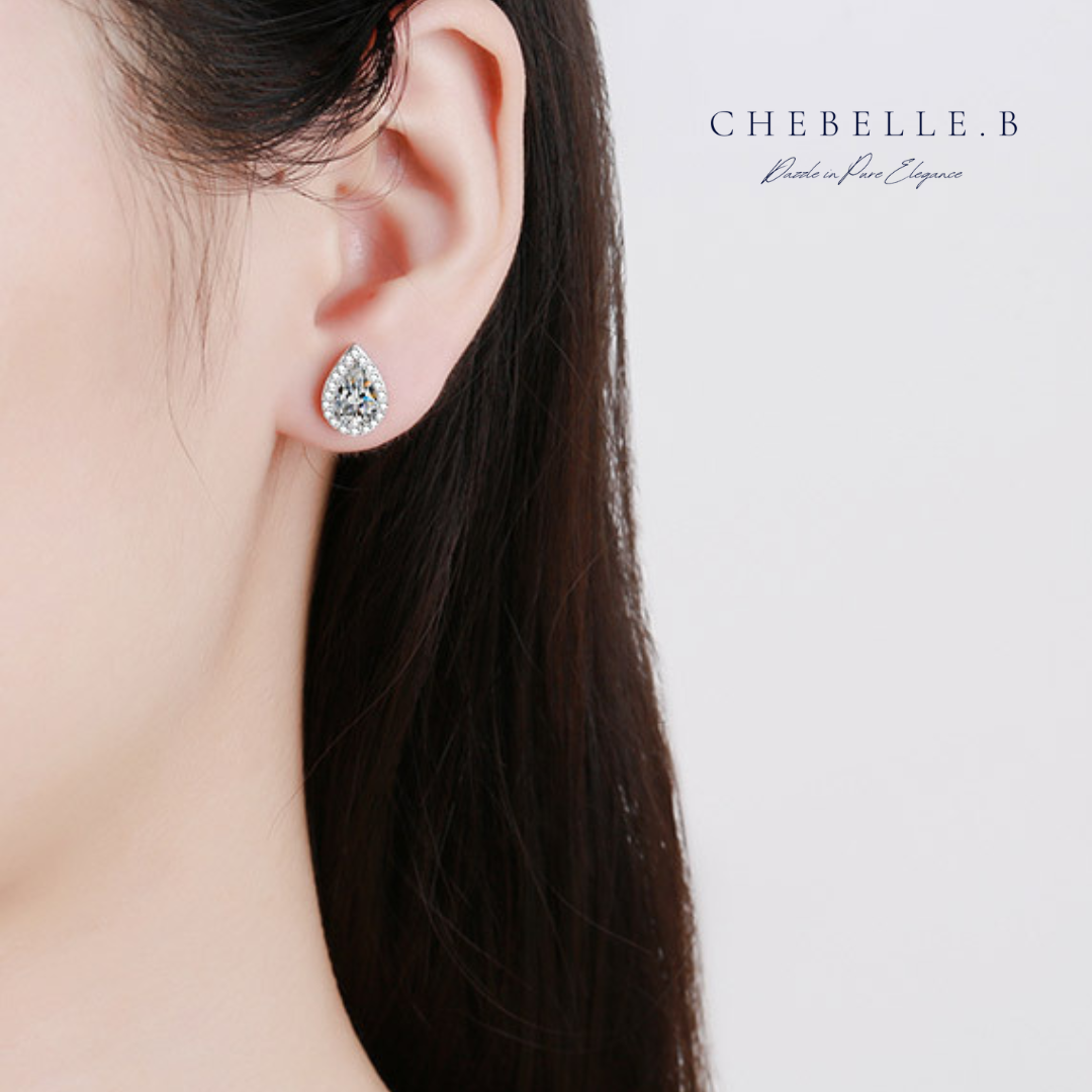 S925 Sterling Silver 1-Carat Pear-Shaped Moissanite Earrings