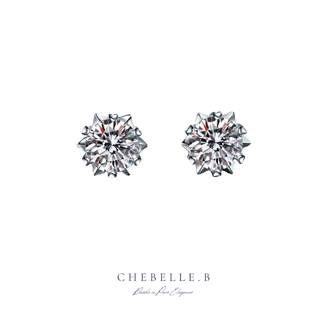 S925 Sterling Silver Snowflake Heart 1-Carat Moissanite Stud Earrings
