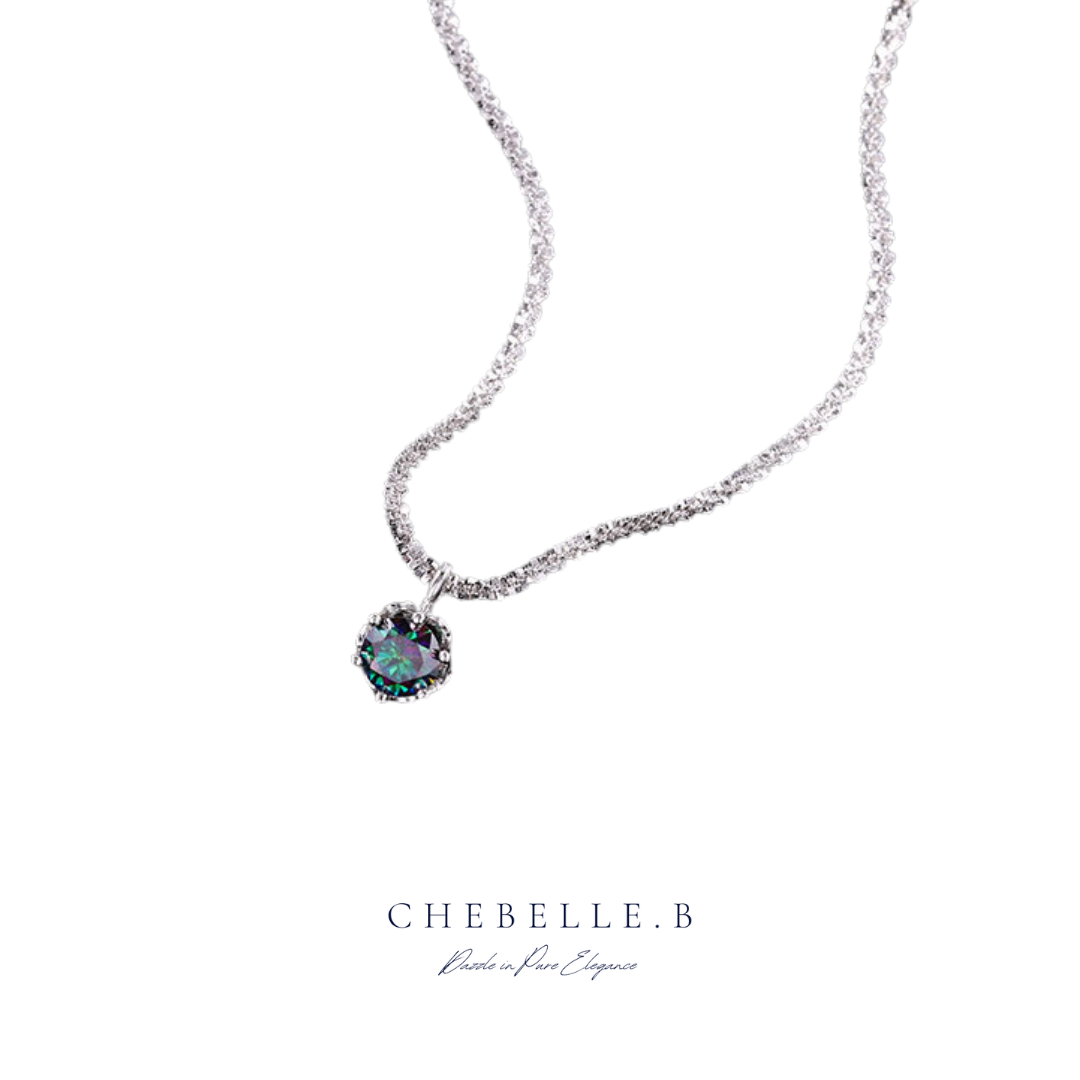 S925 Sterling Silver Luxe 1-Carat Blue-Green Moissanite Necklace
