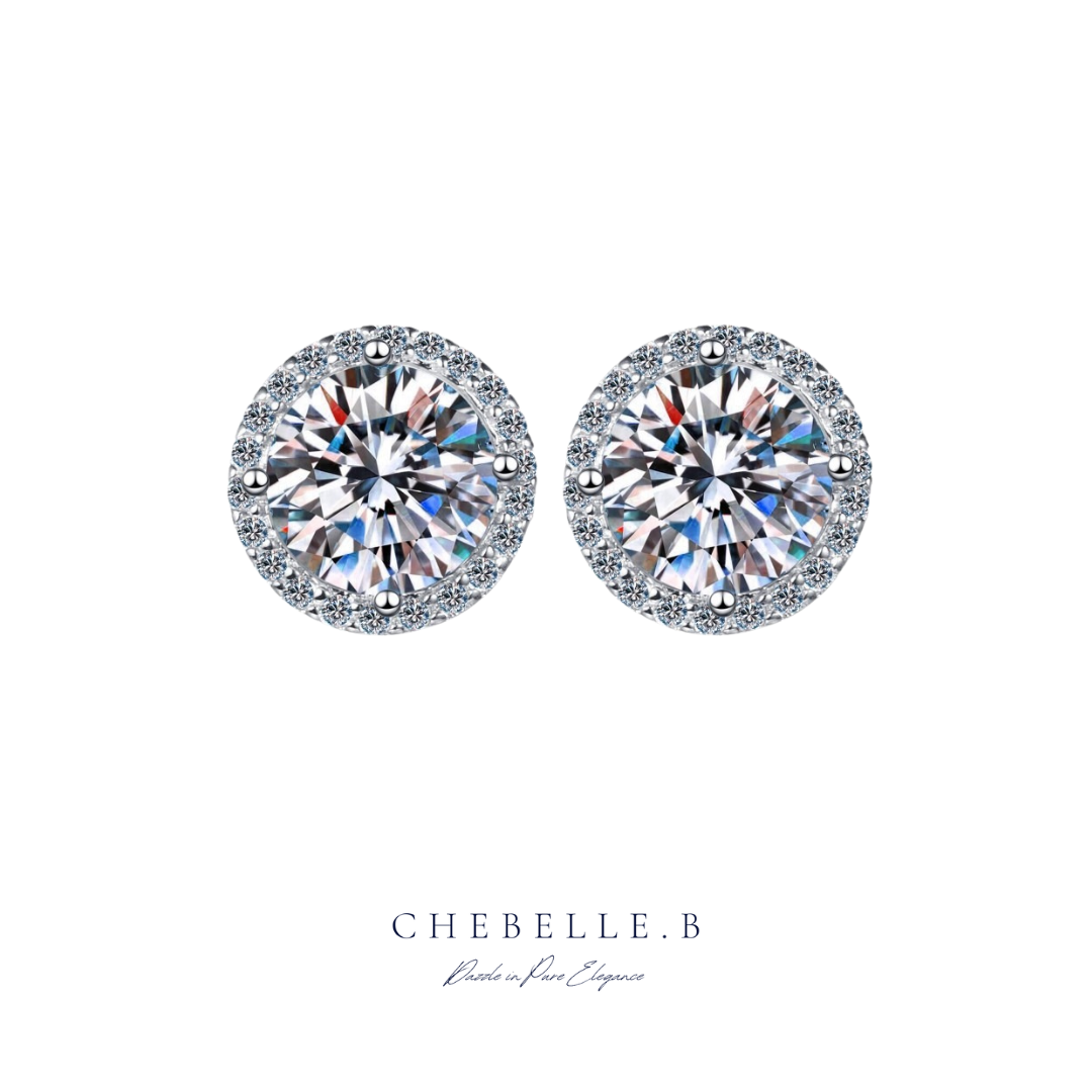 S925 Sterling Silver 1-Carat Round Moissanite Stud Earrings
