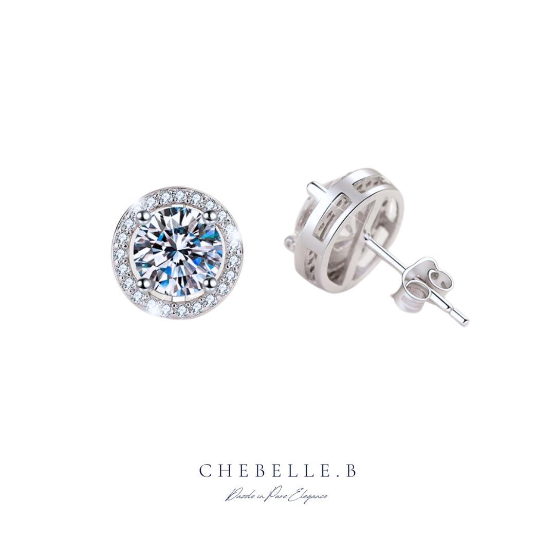 S925 Sterling Silver 1-Carat Round Moissanite Stud Earrings