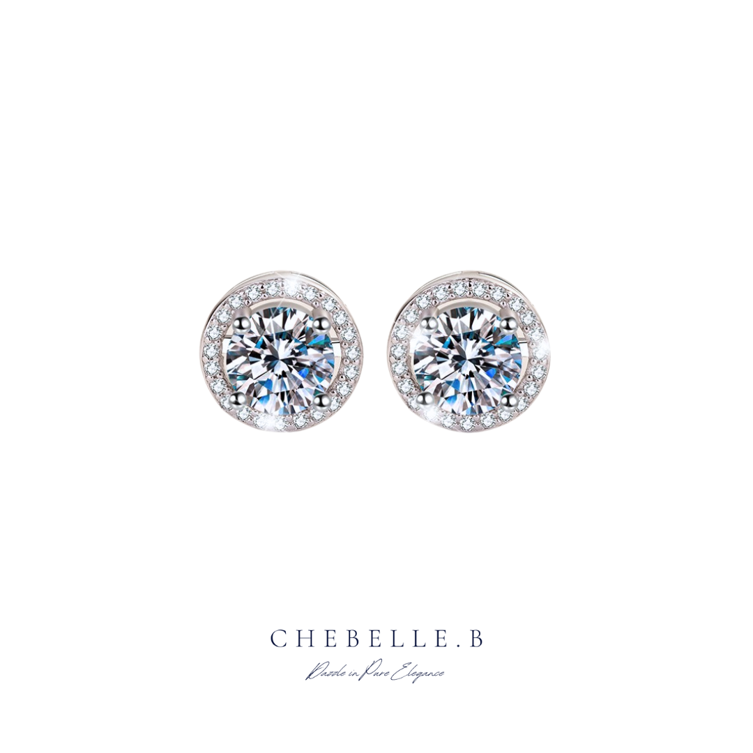 S925 Sterling Silver 1-Carat Round Moissanite Stud Earrings
