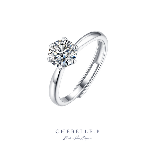 S925 Sterling Silver Sparkling Solitaire 1-Carat Moissanite Ring