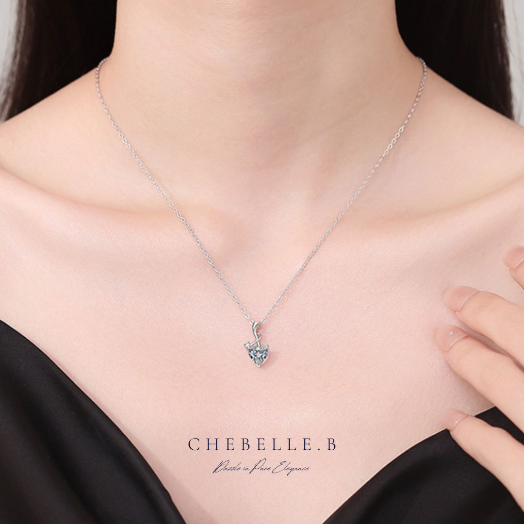 S925 Sterling Silver Eternal Love 1-Carat Moissanite Heart Pendant Necklace