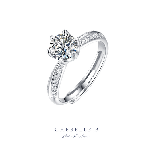 S925 Sterling Silver Nebula 1-Carat Six-Prong Moissanite Ring