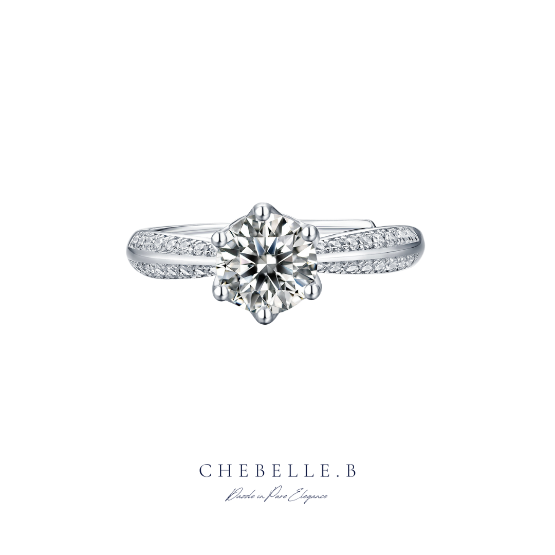 S925 Sterling Silver Nebula 1-Carat Six-Prong Moissanite Ring