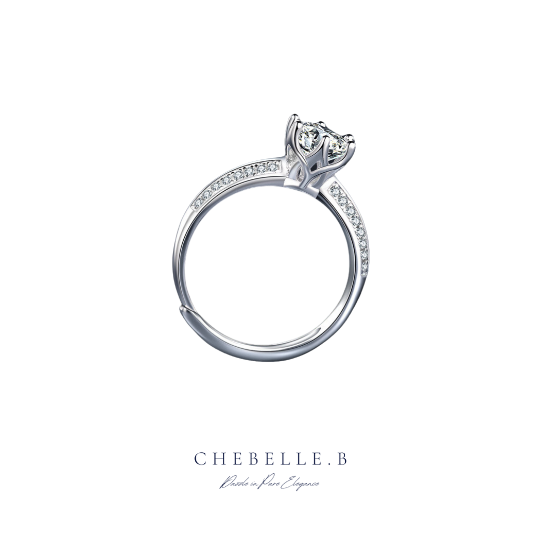 S925 Sterling Silver Nebula 1-Carat Six-Prong Moissanite Ring