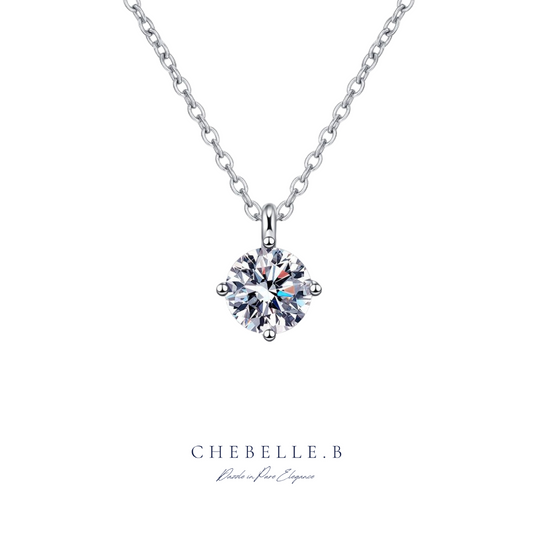 S925 Sterling Silver Minimalist Four-Prong Moissanite Necklace