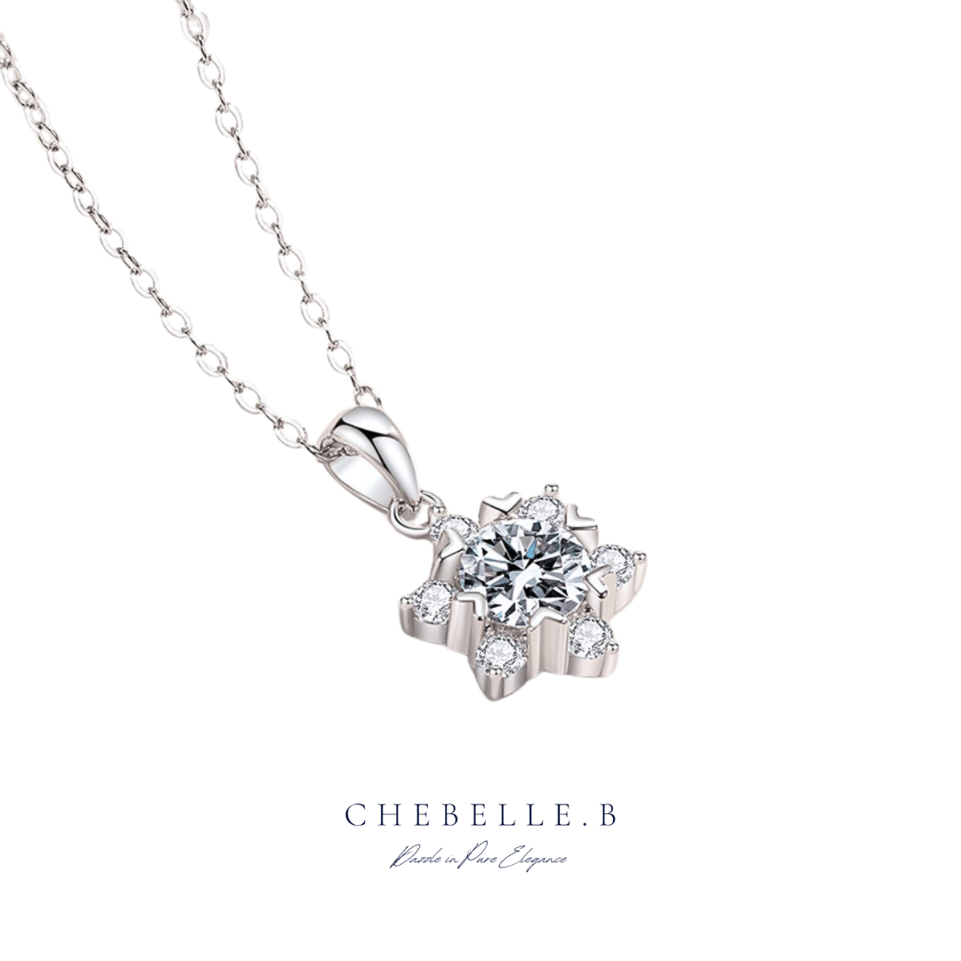 S925 Sterling Silver 1-Carat Moissanite Hexagonal Snowflake Pendant Necklace