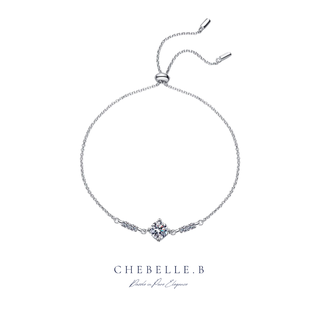 S925 Sterling Silver Dazzling Four-Prong 1-Carat Moissanite Bracelet