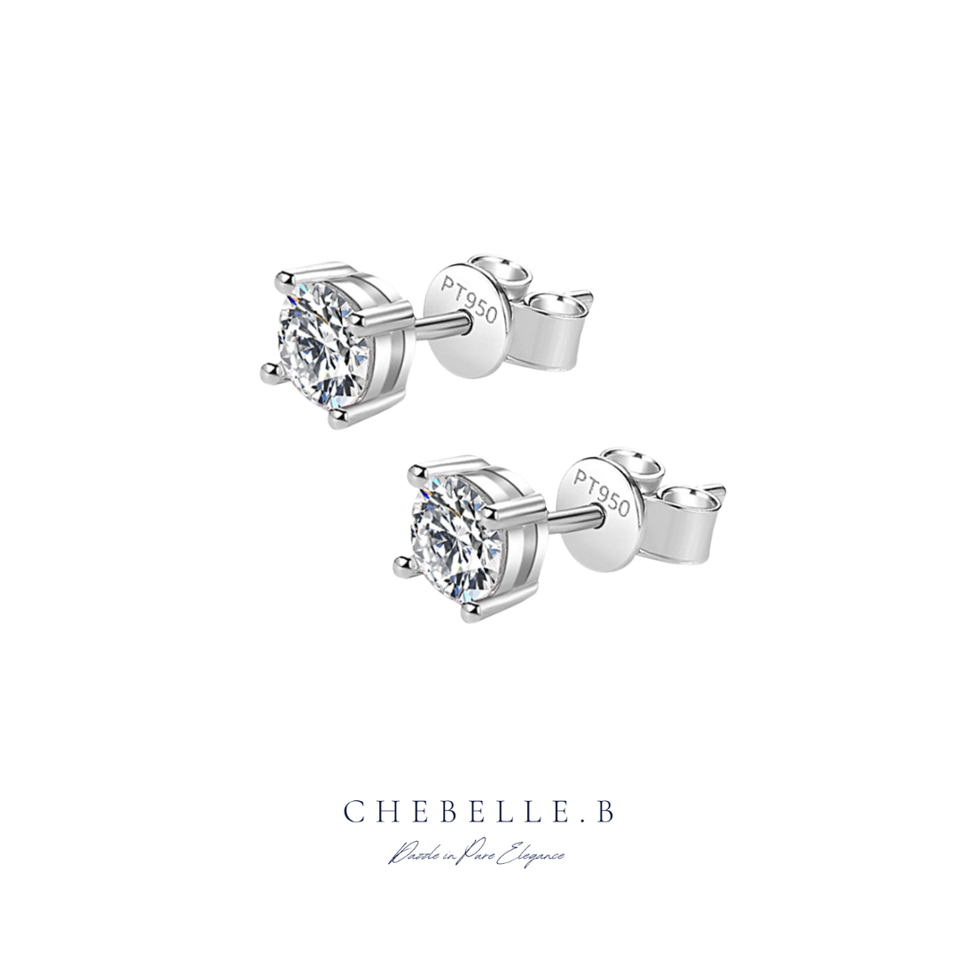 S925 Sterling Silver Eternal Sparkle 1-Carat Moissanite Four-Prong Solitaire Stud Earrings