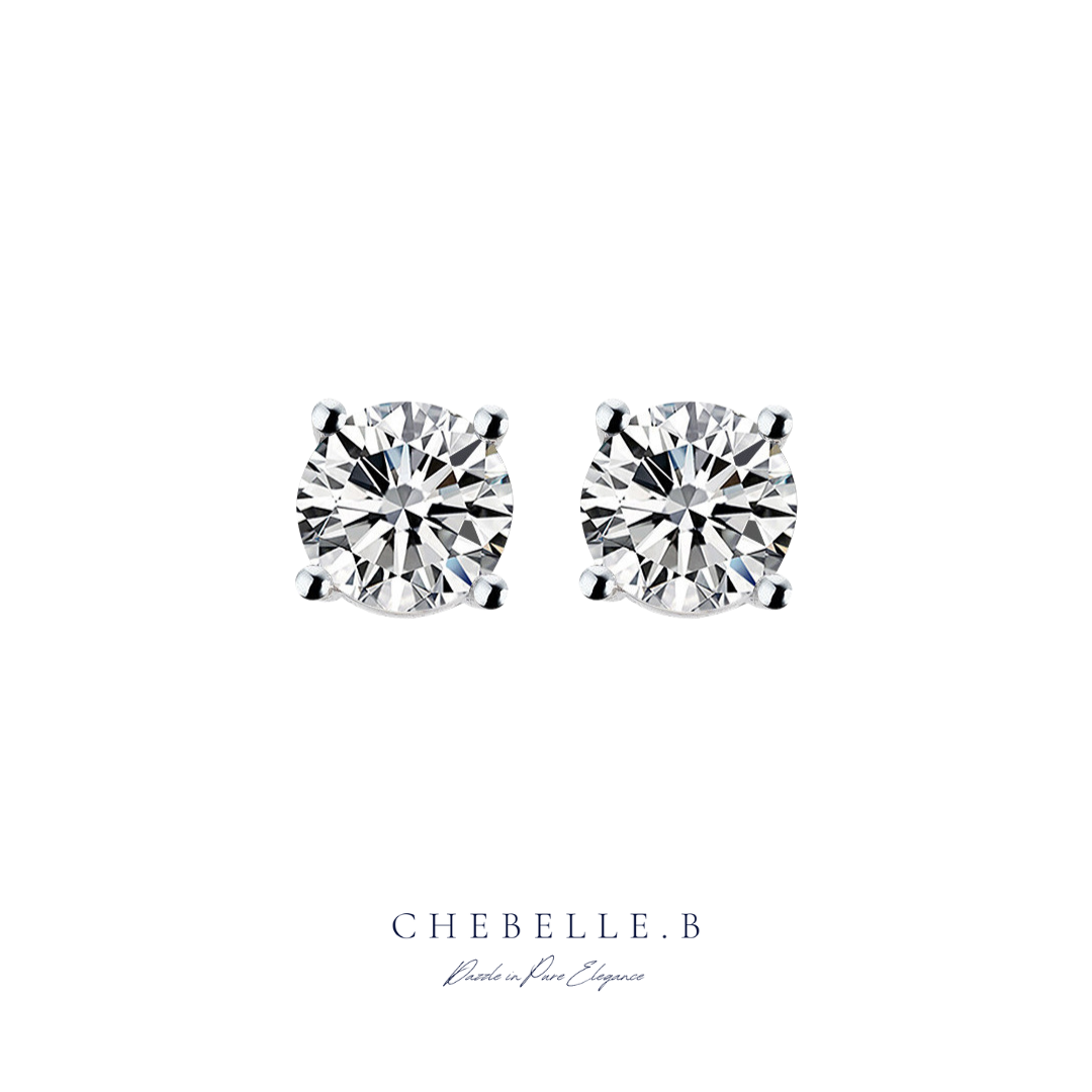 S925 Sterling Silver Eternal Sparkle 1-Carat Moissanite Four-Prong Solitaire Stud Earrings