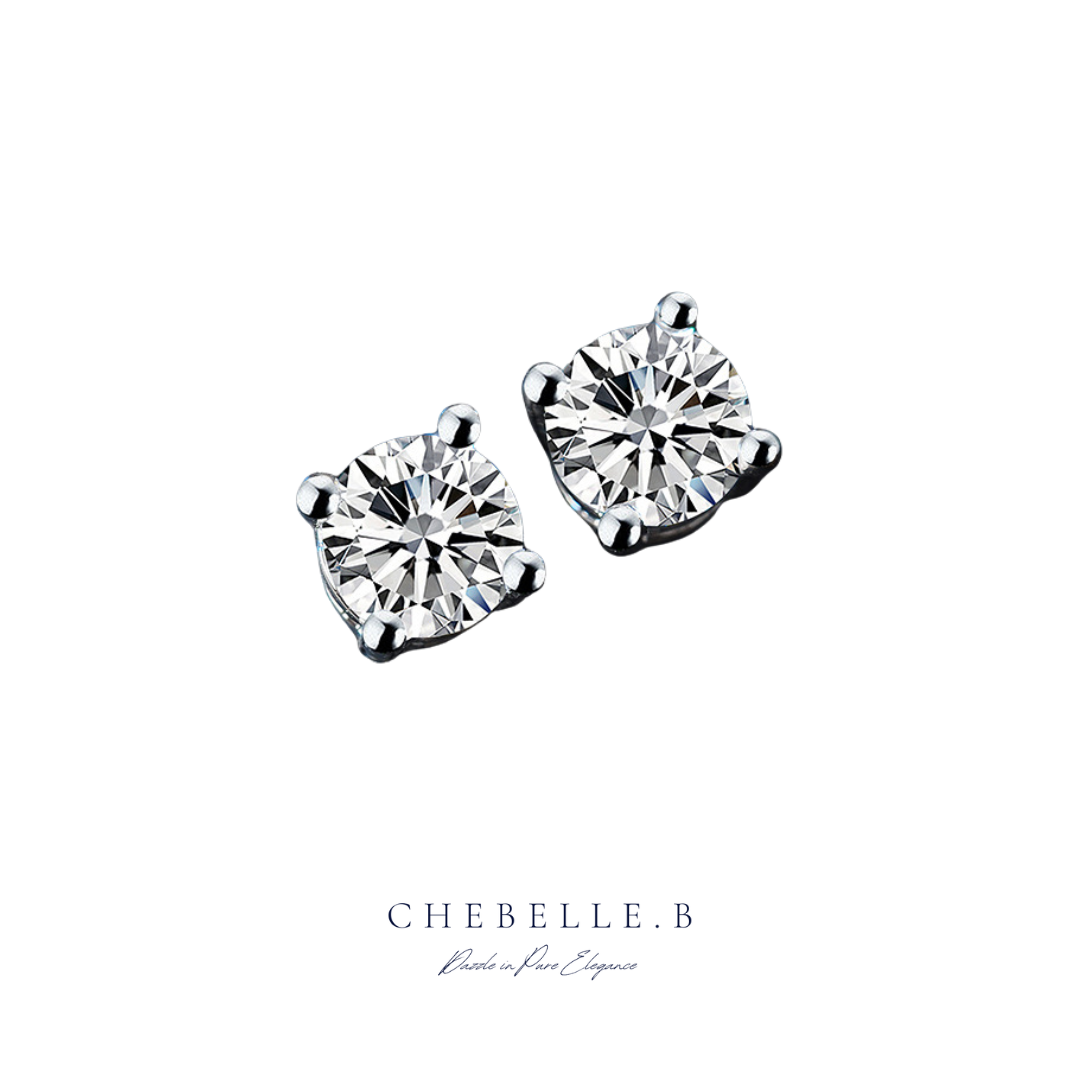 S925 Sterling Silver Eternal Sparkle 1-Carat Moissanite Four-Prong Solitaire Stud Earrings
