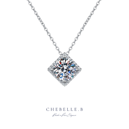 S925 Sterling Silver Minimalist Cube Moissanite Pendant Necklace