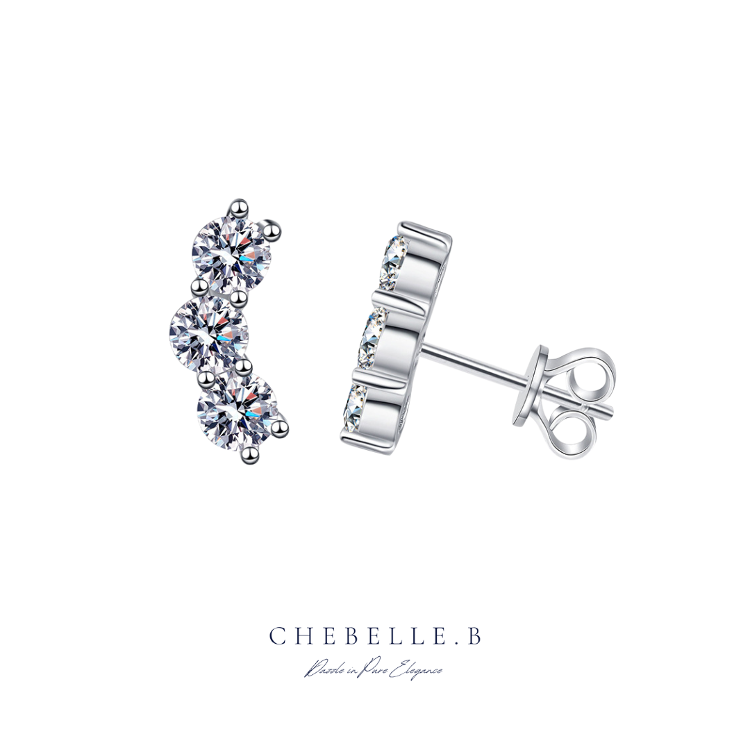 S925 Sterling Silver Starlight Sparkle Moissanite Stud Earrings