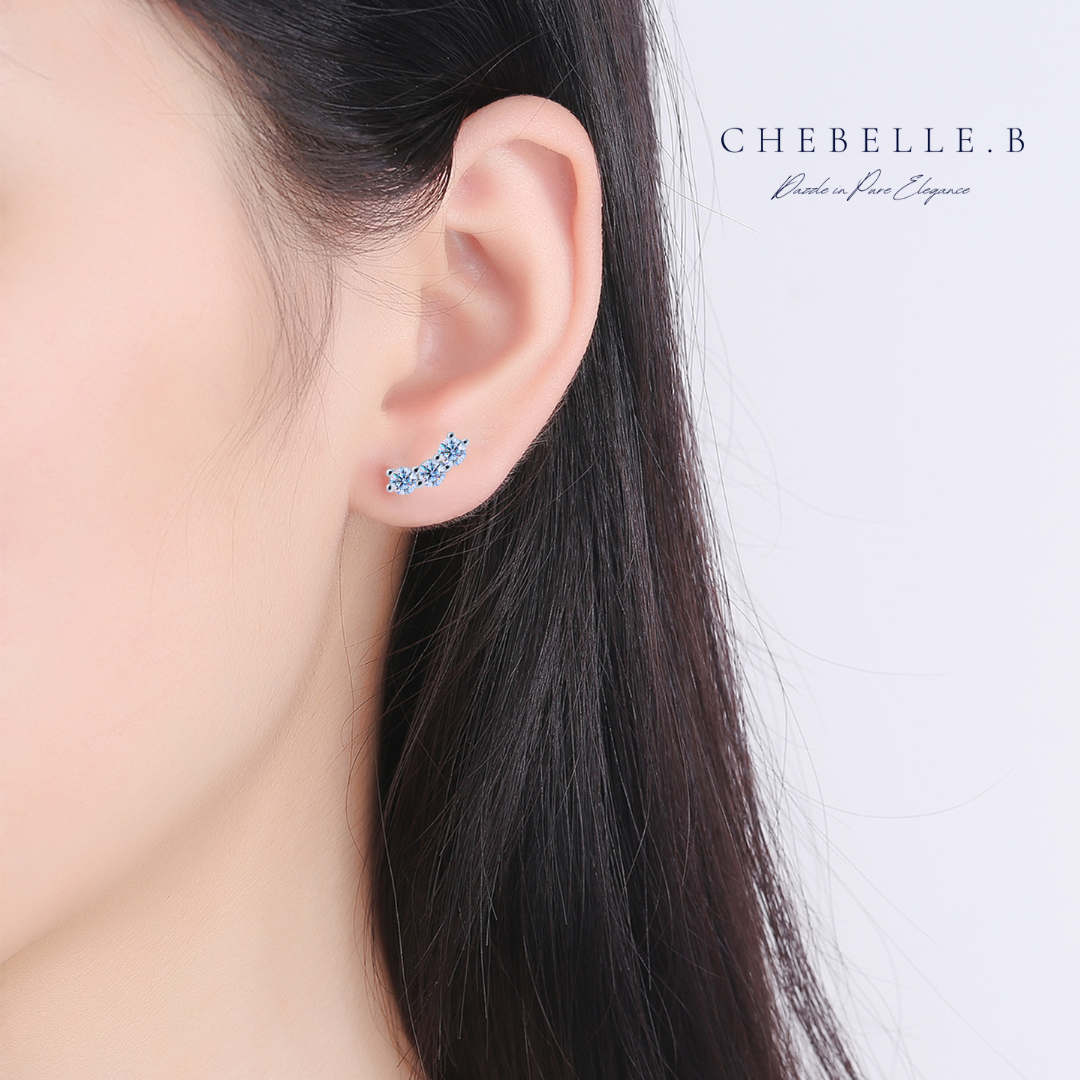 S925 Sterling Silver Starlight Sparkle Moissanite Stud Earrings