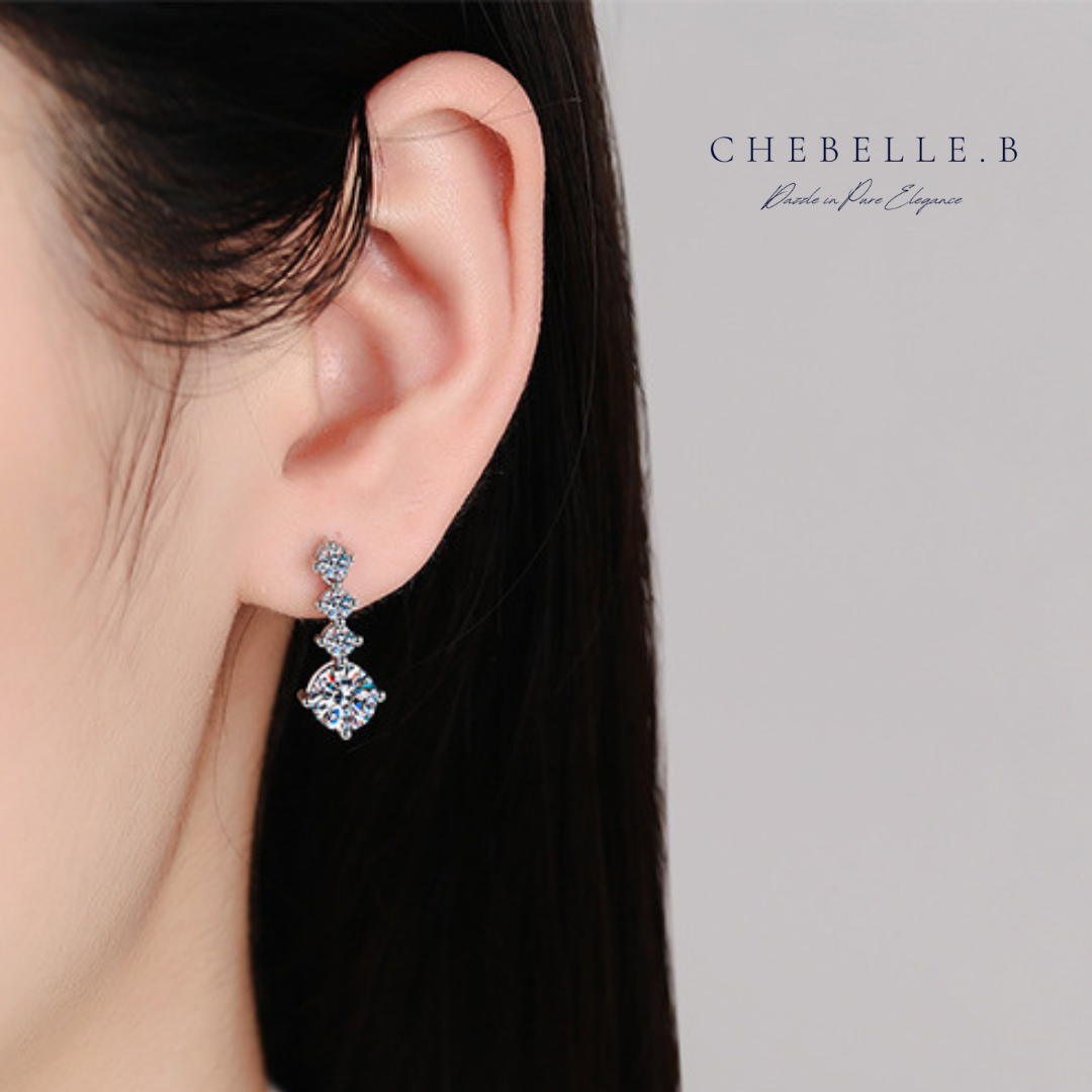 S925 Sterling Silver Meteor Moissanite Drop Earrings