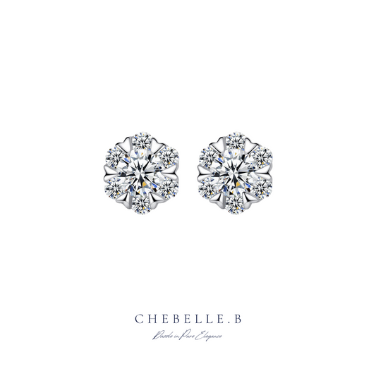 Snowflake Moissanite 1-Carat 6-Prong Stud Earrings in S925 Sterling Silver