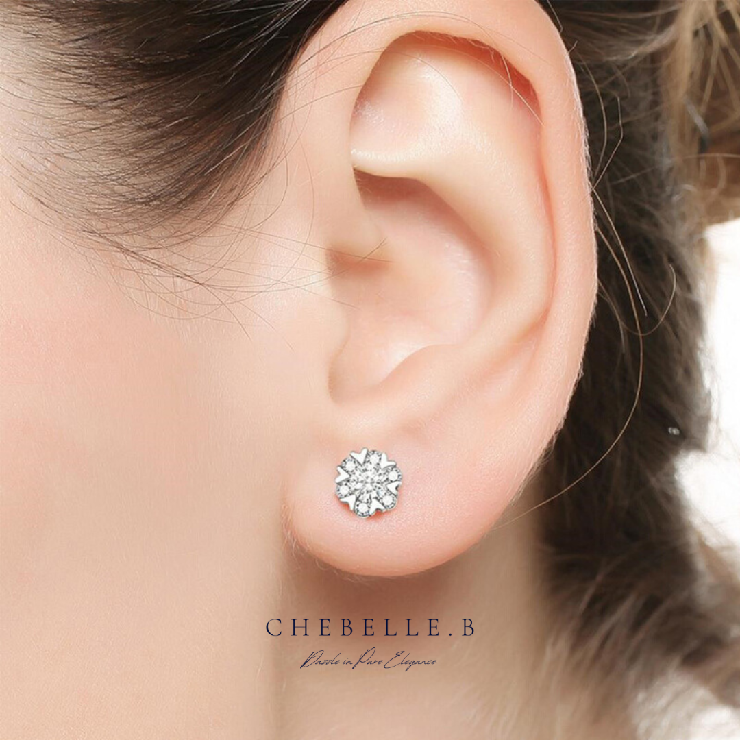 Snowflake Moissanite 1-Carat 6-Prong Stud Earrings in S925 Sterling Silver