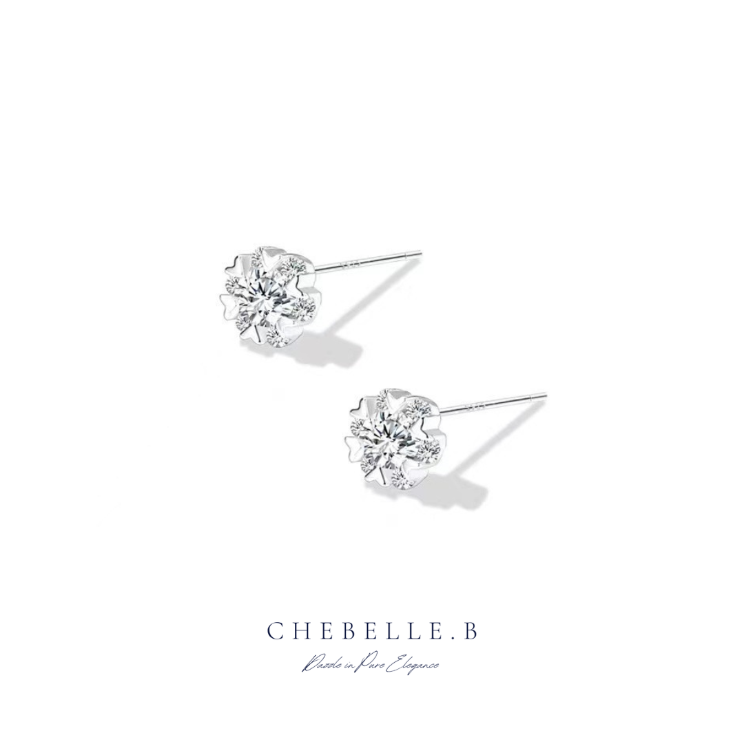 Snowflake Moissanite 1-Carat 6-Prong Stud Earrings in S925 Sterling Silver