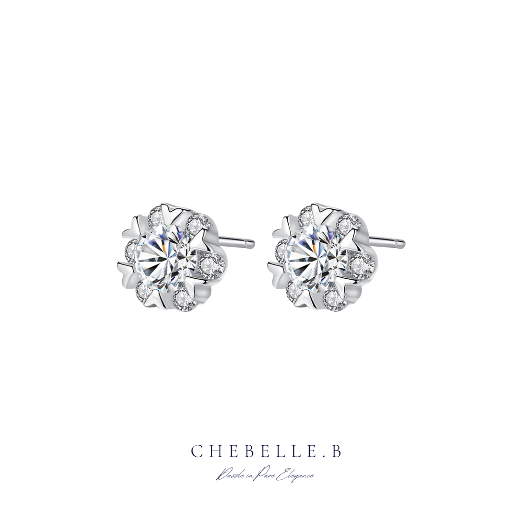 Snowflake Moissanite 1-Carat 6-Prong Stud Earrings in S925 Sterling Silver