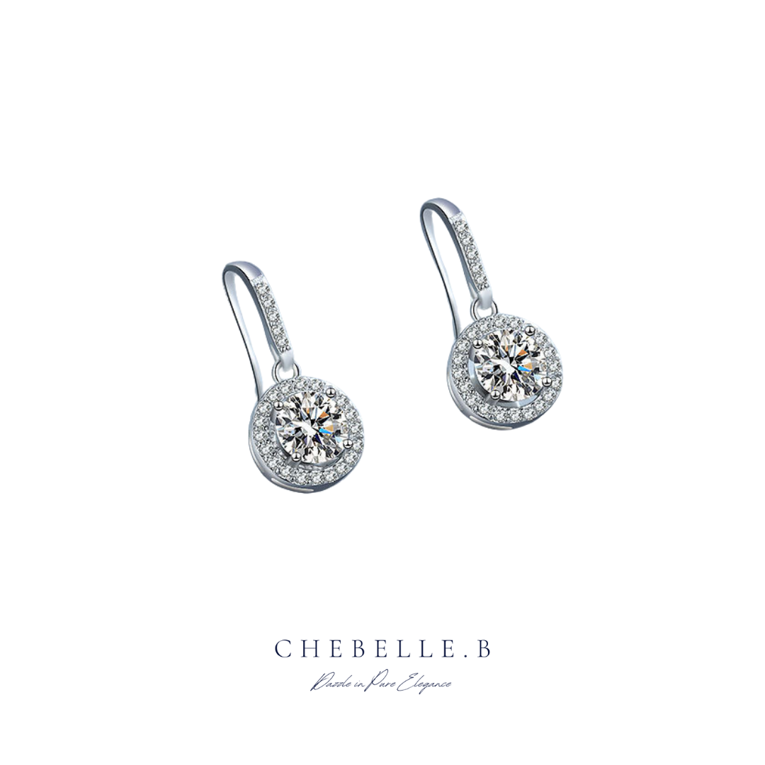 Classic Circle 1-Carat Moissanite Drop Earrings with Full Diamond-Style Hooks in S925 Sterling Silver