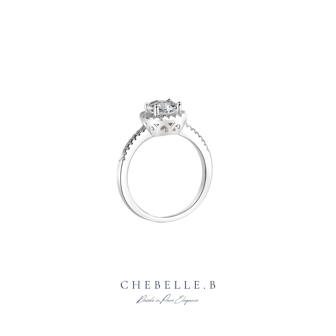 S925 Sterling Silver 1-Carat Moissanite Square Halo Ring