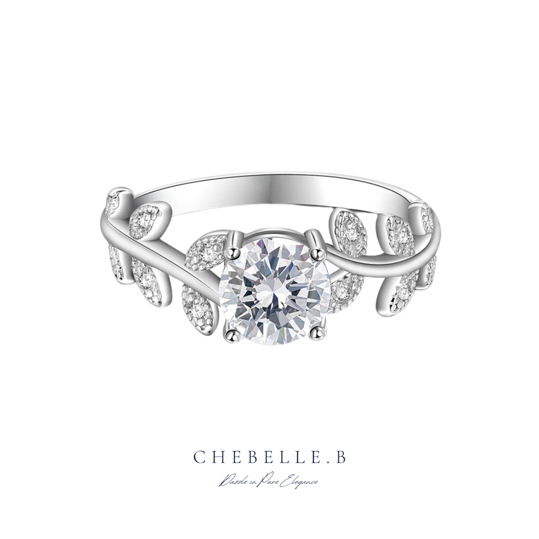Elysian Grove 1-Carat Moissanite 925 Sterling Silver Leaf Vine Solitaire Ring
