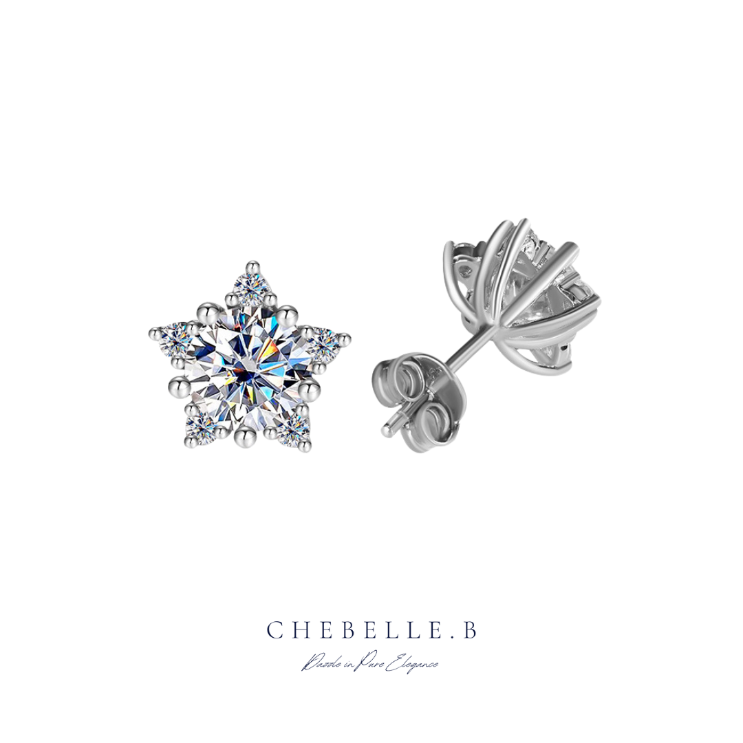 S925 Sterling Silver 1-Carat Moissanite Micro-Set Star Earrings