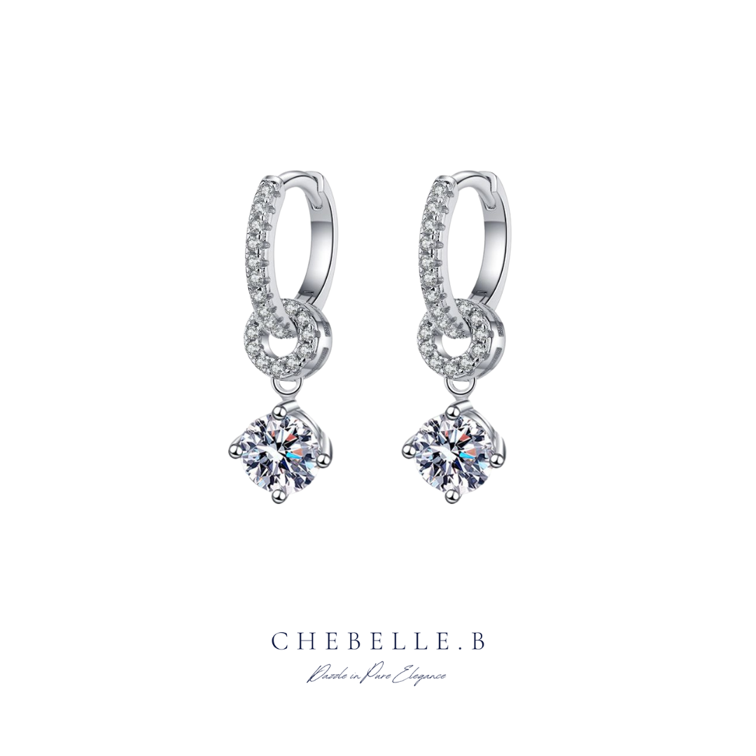 S925 Sterling Silver Moissanite Connection 0.5-Carat Earrings