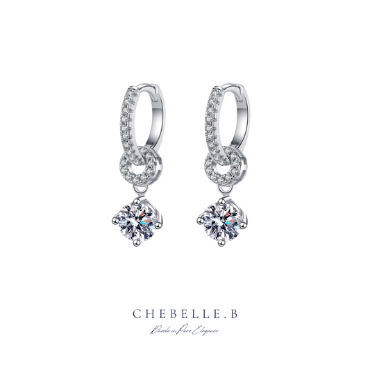S925 Sterling Silver Moissanite Connection 0.5-Carat Earrings