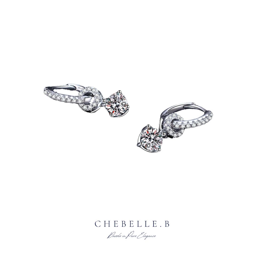 S925 Sterling Silver Moissanite Connection 0.5-Carat Earrings