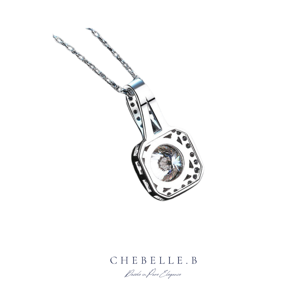 Classic Geometric 2-Carat Moissanite Pendant Necklace in White Gold-Plated 925 Sterling Silver