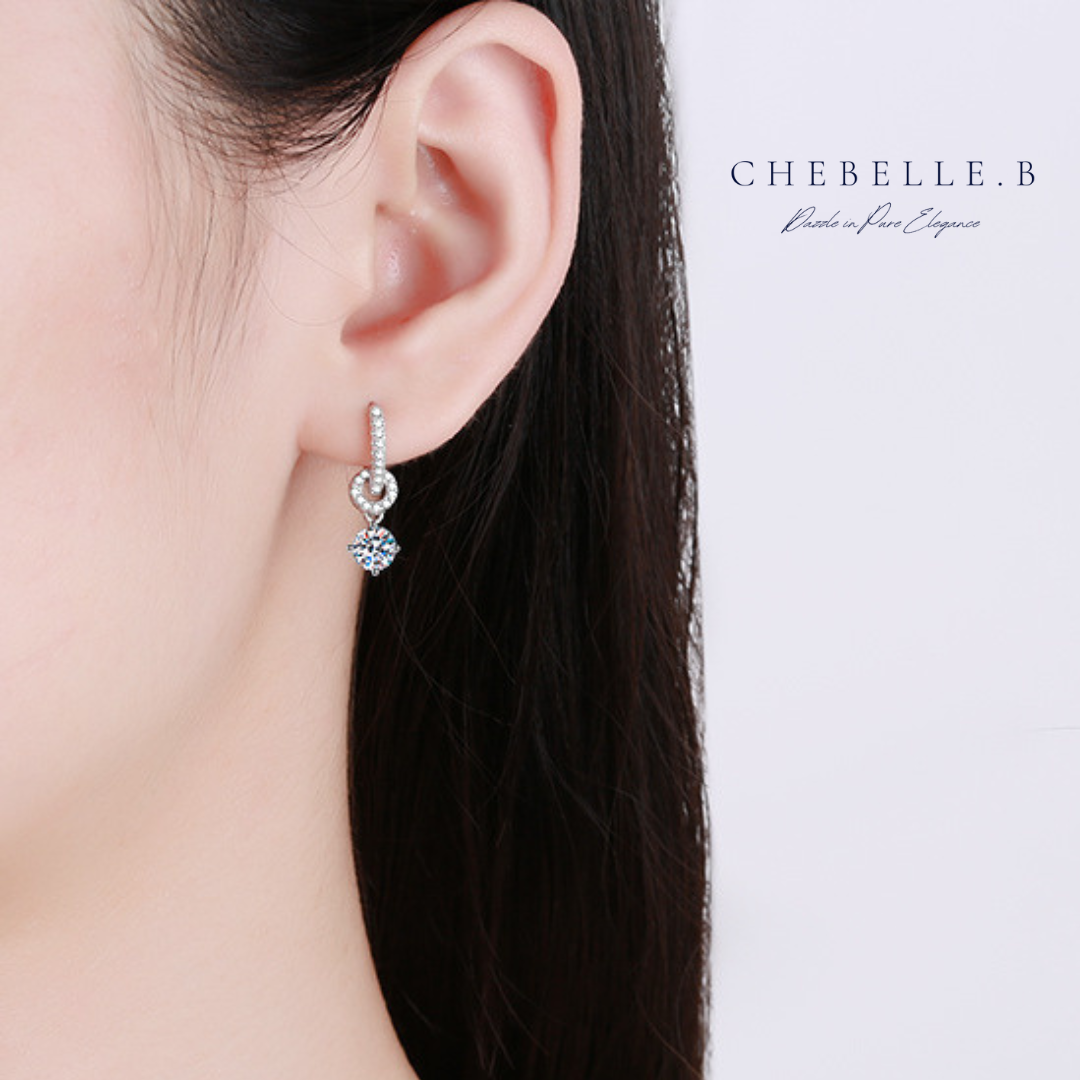 S925 Sterling Silver Moissanite Connection 0.5-Carat Earrings
