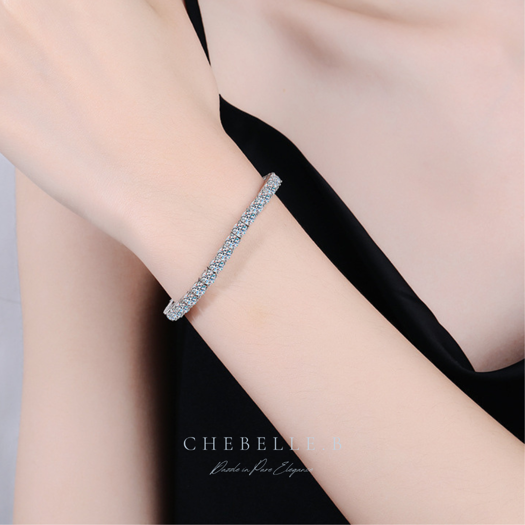 S925 Sterling Silver Moissanite Eternity Pave Bracelet