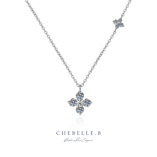 S925 Sterling Silver 1.2-Carat Moissanite Four-Leaf Clover Necklace